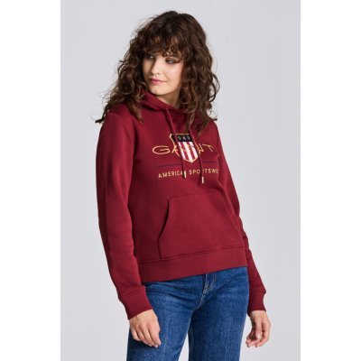 Gant mikina ARCHIVE SHIELD SWEAT HOODIE červená