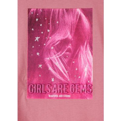 Losan dívčí tričko dlouhý rukáv s efektním potiskem růžová
