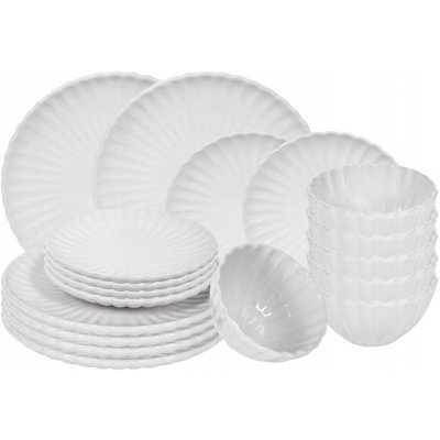 HIT Jídelní sada talířů porcelánová PEARL 18 ks bílá – Sleviste.cz
