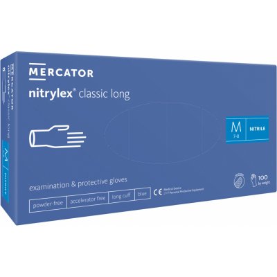 Mercator Medical Nitrylex Classic Long modré nepudrované 100 ks – Zboží Mobilmania