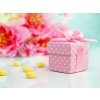 Svatební cukrovinka PartyDeco Krabičky puntíkované - růžové s mašličkou 10 ks