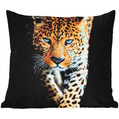 MuchoWow Vnější polštář Leopard Zvířata Portrét Divoká zvířata Černá 50x50