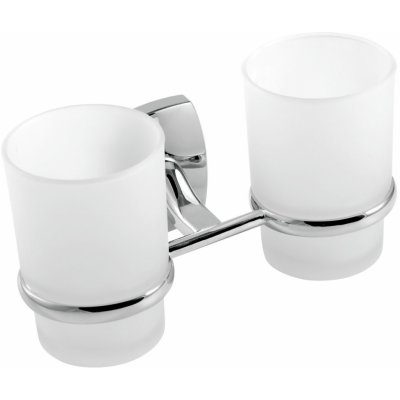 Dvojitý držák kartáčků a pasty sklo Orfeus chrom – Sleviste.cz