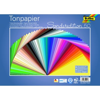 Folia Barevný papír 130 g/m2 50 listů v 50 barvách 25 x 35 cm – Sleviste.cz