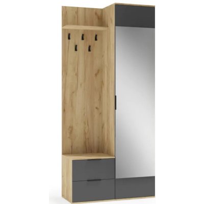 Halmar Předsíňová stěna CORAL dub zlatý antracit – Sleviste.cz