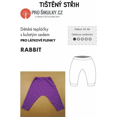 Střih na dětské tepláčky s kulatým sedem RABBIT (PRO LÁTKOVÉ PLENKY) – Zboží Mobilmania