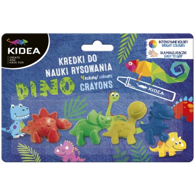 Kidea, KDNR4KKA, sada olejových pastelů/voskovek pro nejmenší děti, dinosauři, 4 ks