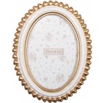 Bílo-zlatý oválný fotorámeček se srdíčky Fakeyoh – 15x2x20 cm na fotografii 10x15 cm – Zboží Živě