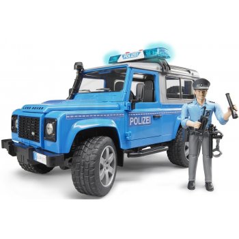 Bruder 2597 Policejní Land Rover Defender + policista a maják