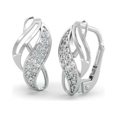 Couple, Visací náušnice Flamma, bílé zlato se zirkony, 585-66-3-0422.1B00.0.00.001.08 – Zboží Dáma