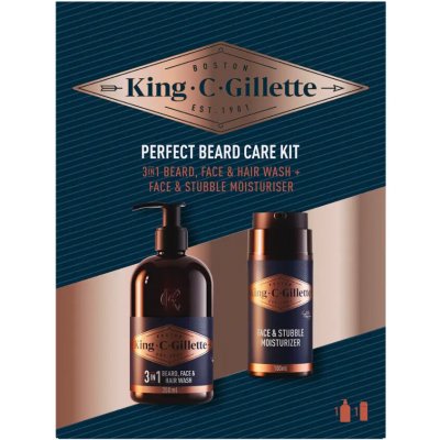 Gillette King C. Face & Stubble Moisturizer hydratační krém na obličej a vousy pro muže 100 ml + Beard & Face Wash šampon na vousy 350 ml – Hledejceny.cz