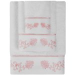 Soft Cotton ručník Diara 50 x 100 cm 550 gr / m² česaná prémiová bavlna 100% bílá / růžová výšivka – Zboží Mobilmania