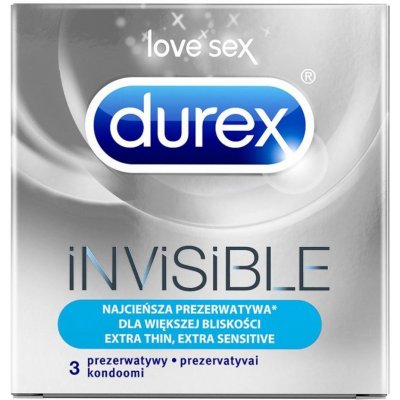 Durex Invisible Extra Thin Extra Sensitive 3ks – Zboží Mobilmania