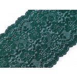 Prima-obchod Elastická krajka / vsadka / běhoun šíře 18 cm, barva 3 zelená lahvová – Zboží Dáma