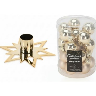 H&L Sada vánočních skleněných ozdob 24 ks ø 2,5 cm lesklá matná zlatá ARB101500 – Zbozi.Blesk.cz