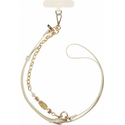 UNIQ COEHL Caryne 2v1 univerzální šňůrka na krk a poutko na ruku na mobilní telefon, Cream – Sleviste.cz