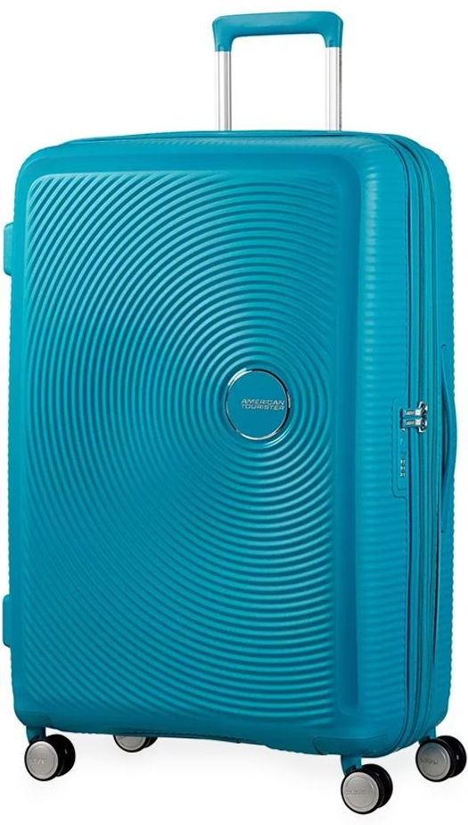 American Tourister Soundbox Spinner EXP světle modrá 110 l