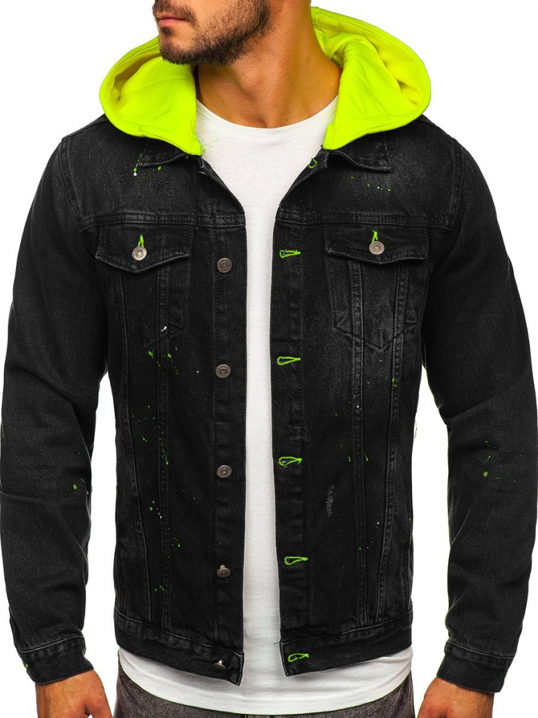Bolf pánská džínová bunda s kapucí 1-2 černá