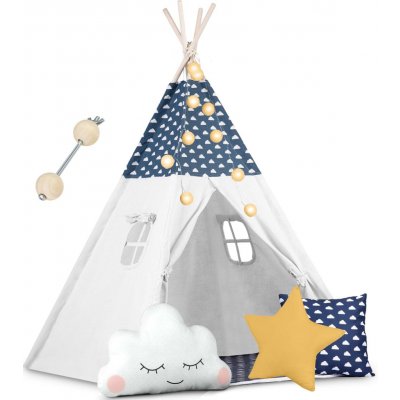 Nukido 740424 Dětské teepee se světýlky tmavě modré – Zboží Mobilmania