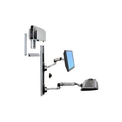 Ergotron LX Wall Mount System - Montážní sada (nástěnný držák, držák CPU,  držák na myš, 2 kryty drah, rameno klávesnice, 2 cable channels, opěrka  zápěstí) pro LCD displej / klávesnice / myš /