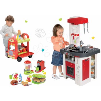 Smoby set kuchyňka elektronická so sodou Tefal Studio a vozík se zmrzlinou a hamburgery a vaflovač 311003-1