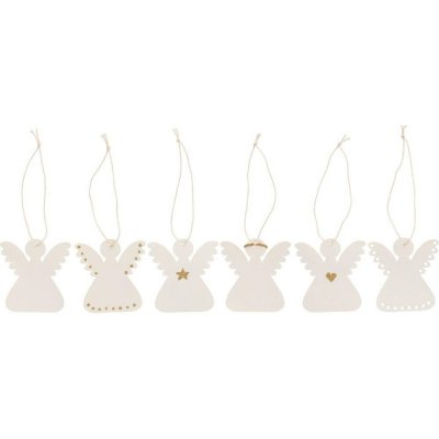 Papírové vánoční ozdoby anděl Ib Laursen SET 6ks bílé – Zboží Mobilmania