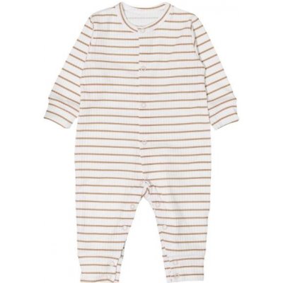 MBaby Kojenecký overálek pyžámko bez šlapek bavlna Proužek béžový – Sleviste.cz
