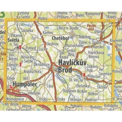 KČT 46 Havlíčkobrodsko - nástěnná turistická mapa 90 x 60 cm Varianta: mapa v dřevěném rámu, Provedení: Ticiago černý – Zboží Mobilmania