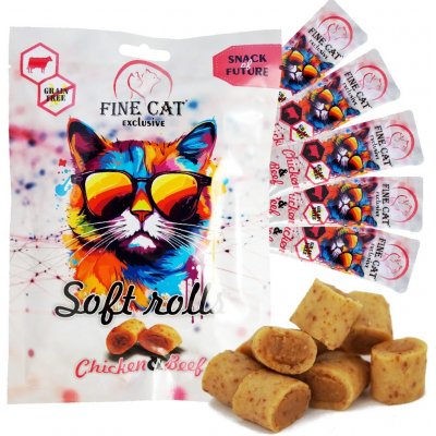 Fine Cat Exclusive Soft Roll svačinka pro kočky KUŘECÍ S HOVĚZÍM 5 x 10 g