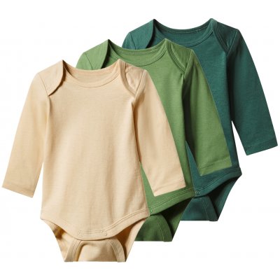 Lupilu Dětské body s dlouhými rukávy 3kusy zelená béžová – Zboží Dáma