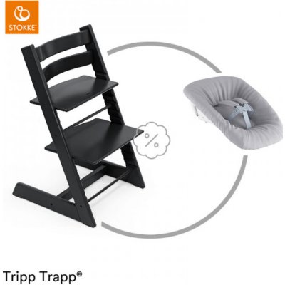 Stokke Tripp Trapp Black + novorozenecký set – Zboží Mobilmania