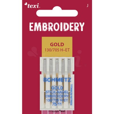 Vyšívací jehly zlaté TEXI EMBROIDERY GOLD 130/705 H-ET 5x75 – Zbozi.Blesk.cz