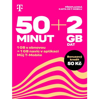 T-Mobile Twist 50 MINUT + 2GB, SIM karta, bonusový kredit 50 Kč – Sleviste.cz