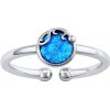 Prsteny SILVEGO Stříbrný otevřený prsten Kitty s modrým syntetickým opálem JJJ1385ROB
