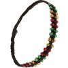 Náramek Šperky eshop černý pletený ze šňůrek barevné korálkové okraje S19.02