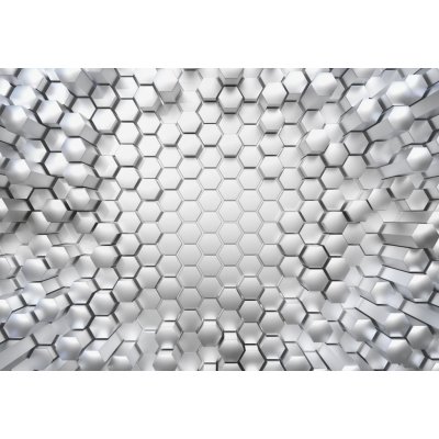 Komar 8-206 3D fototapeta Titanium hexagonal lesklé kovové plástve 368 x 254 cm – Zboží Mobilmania