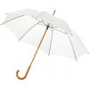 Deštník Jova klasický deštník s dřevěnou tyčí a rukojetí bílý