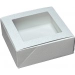 Krabice na cukroví s průhledem 160x160,v.60mm (kůže bílá) 1 ks krabička – Zboží Mobilmania