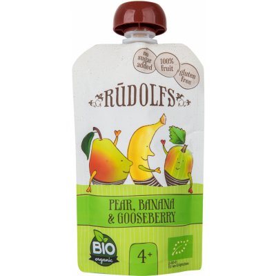 Rudolfs BIO kapsička hruška banán angrešt 110 g – Zboží Dáma