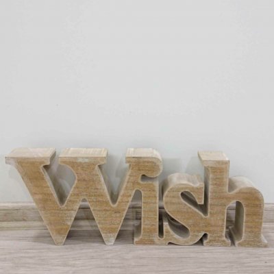 Bydlení M.S. Dřevěná dekorace Wish 45 cm, 45 x 16,5 x 5 cm – Hledejceny.cz