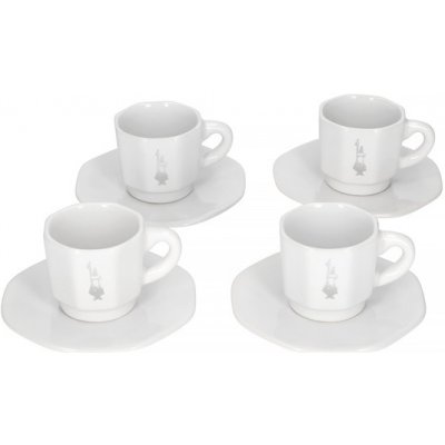 Bialetti Perfetto Moka bílé porcelánové šálky na espresso s podšálky 75 ml