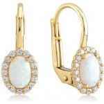 Lillian Vassago zlaté náušnice na patent s opálem a zirkony LLV11-WOYEG-004/2 – Zboží Mobilmania