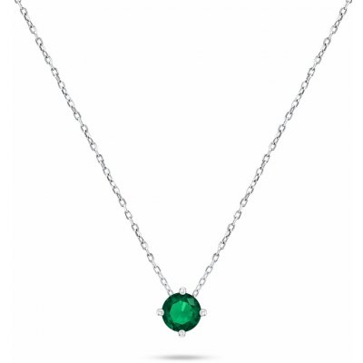 Brilio Silver Minimalistický stříbrný náhrdelník se zeleným zirkonem NCL73WG – Sleviste.cz