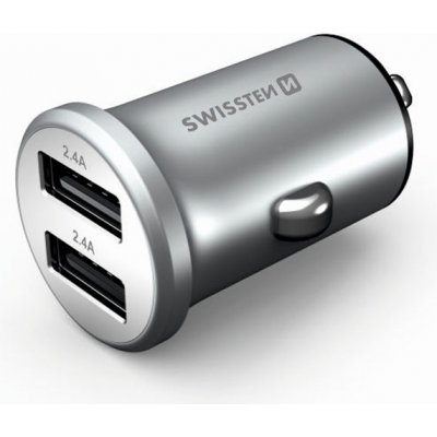 Swissten 20114100 Nabíječka telefonu 2 x USB 4,8A metal stříbrná – Zboží Živě