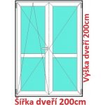 Soft Dvoukřídlé balkonové dveře s příčkou otevíravé a sklopné levé 200 x 200 cm antracitovo-šedá RAL 7016 - bílá – Zboží Mobilmania