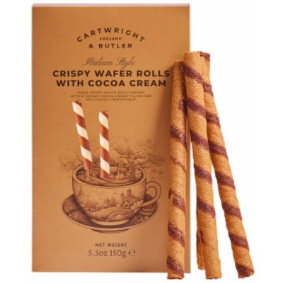 Cartwright & Butler Crispy Waffer Rolls With Cocoa Cream Oplatkové trubičky s kakaovým krémem, 150 g – Zboží Dáma