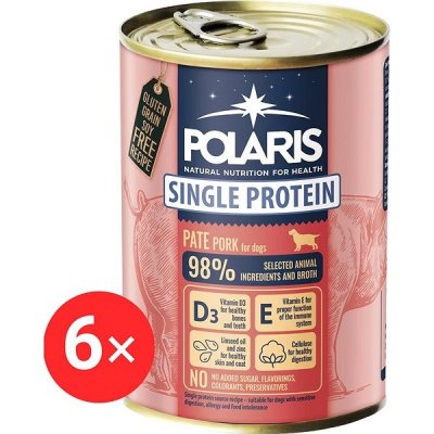 Polaris Single Protein Paté konzerva pro psy vepřová 6 × 400 g