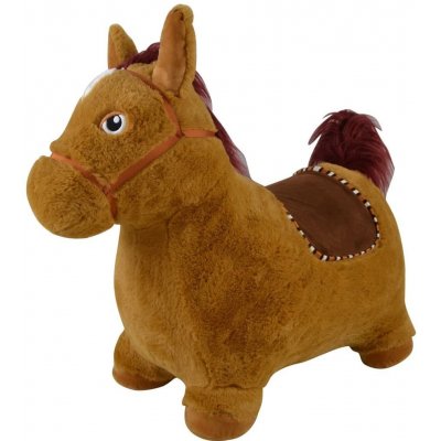 Teddies hopsadlo kůň plyš hnědý výška sedla 23cm na baterie se zvukem v krabici – Zboží Dáma