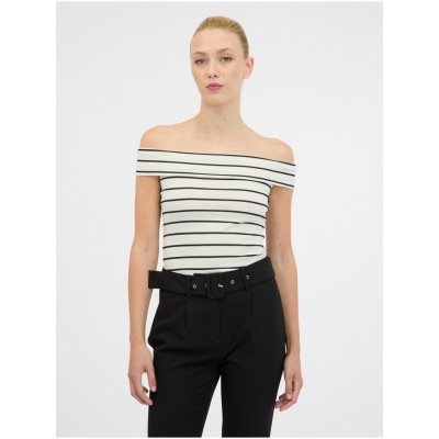 ORSAY dámské tričko s krátkým rukávem Bílo-černé – Zboží Mobilmania