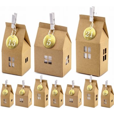 PartyDeco ADVENTNÍ kalendář domečky papírové – Zboží Dáma